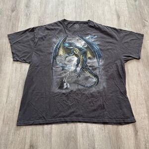 Dom Its About The Art Dragon Lightning Castle Graphic T-Shirt Mens 3XL Black